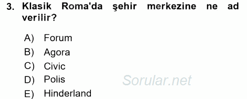 Kent Sosyolojisi 2015 - 2016 Dönem Sonu Sınavı 3.Soru