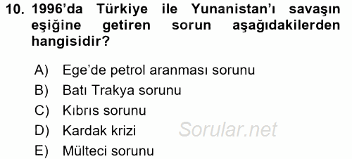 Atatürk İlkeleri Ve İnkılap Tarihi 2 2015 - 2016 Dönem Sonu Sınavı 10.Soru