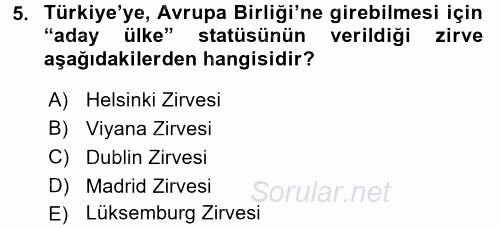 Atatürk İlkeleri Ve İnkılap Tarihi 2 2015 - 2016 Dönem Sonu Sınavı 5.Soru