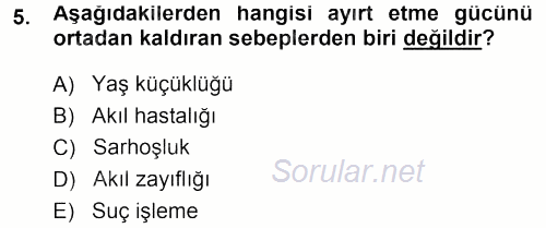 Medeni Hukuk 1 2014 - 2015 Tek Ders Sınavı 5.Soru