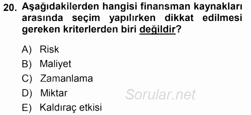 Dış Ticaretin Finansmanı ve Teşviki 2014 - 2015 Ara Sınavı 20.Soru