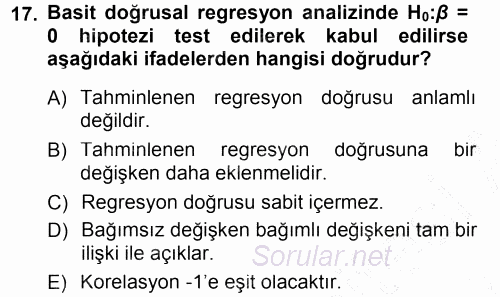 İstatistik 2012 - 2013 Dönem Sonu Sınavı 17.Soru