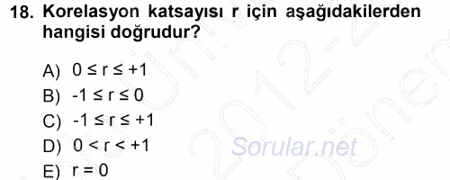 İstatistik 2012 - 2013 Dönem Sonu Sınavı 18.Soru