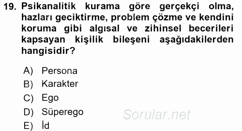 Eğitim Psikolojisi 2017 - 2018 Ara Sınavı 19.Soru