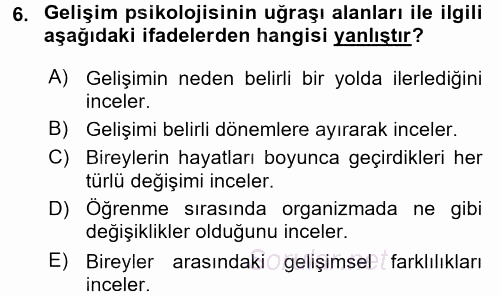 Eğitim Psikolojisi 2017 - 2018 Ara Sınavı 6.Soru