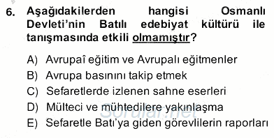 XIX. Yüzyıl Türk Edebiyatı 2013 - 2014 Ara Sınavı 6.Soru