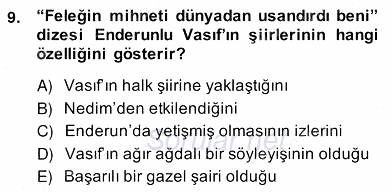 XIX. Yüzyıl Türk Edebiyatı 2013 - 2014 Ara Sınavı 9.Soru