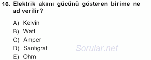 Kamera Tekniğine Giriş 2012 - 2013 Dönem Sonu Sınavı 16.Soru