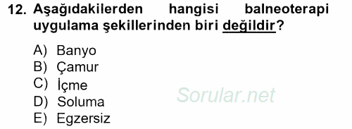 Termal ve Spa Hizmetleri 2013 - 2014 Tek Ders Sınavı 12.Soru