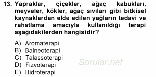 Termal ve Spa Hizmetleri 2013 - 2014 Tek Ders Sınavı 13.Soru