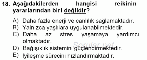 Termal ve Spa Hizmetleri 2013 - 2014 Tek Ders Sınavı 18.Soru