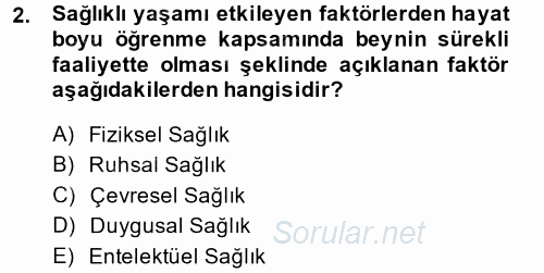 Termal ve Spa Hizmetleri 2013 - 2014 Tek Ders Sınavı 2.Soru