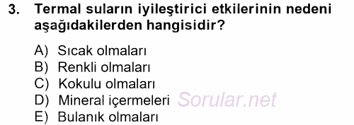 Termal ve Spa Hizmetleri 2013 - 2014 Tek Ders Sınavı 3.Soru