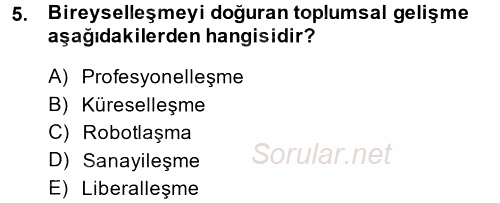 Termal ve Spa Hizmetleri 2013 - 2014 Tek Ders Sınavı 5.Soru