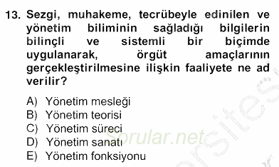 Bina ve Site Yöneticiliği 2012 - 2013 Ara Sınavı 13.Soru