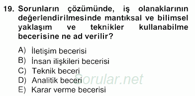 Bina ve Site Yöneticiliği 2012 - 2013 Ara Sınavı 19.Soru