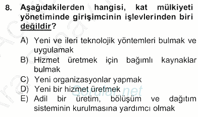 Bina ve Site Yöneticiliği 2012 - 2013 Ara Sınavı 8.Soru