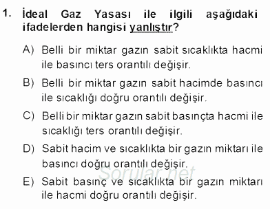 Genel Kimya 2 2013 - 2014 Dönem Sonu Sınavı 1.Soru