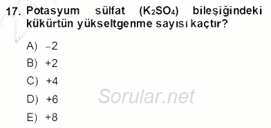 Genel Kimya 2 2013 - 2014 Dönem Sonu Sınavı 17.Soru