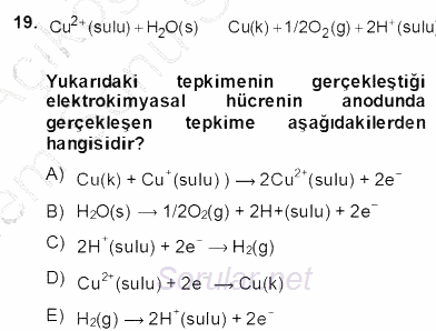 Genel Kimya 2 2013 - 2014 Dönem Sonu Sınavı 19.Soru