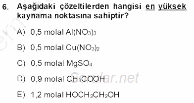Genel Kimya 2 2013 - 2014 Dönem Sonu Sınavı 6.Soru