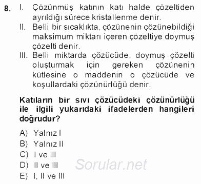 Genel Kimya 2 2013 - 2014 Dönem Sonu Sınavı 8.Soru