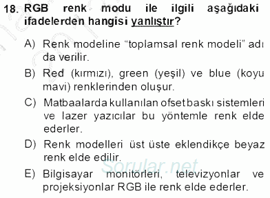 Sayısal Fotoğraf İşleme Teknikleri 2013 - 2014 Tek Ders Sınavı 18.Soru