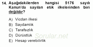 Adalet Meslek Etiği 2014 - 2015 Dönem Sonu Sınavı 14.Soru