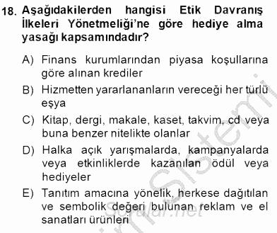 Adalet Meslek Etiği 2014 - 2015 Dönem Sonu Sınavı 18.Soru