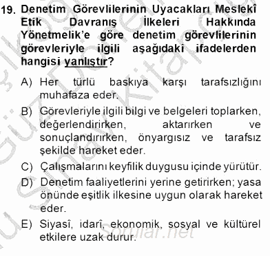 Adalet Meslek Etiği 2014 - 2015 Dönem Sonu Sınavı 19.Soru