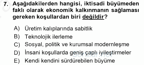 İktisadi Büyüme 2016 - 2017 Ara Sınavı 7.Soru