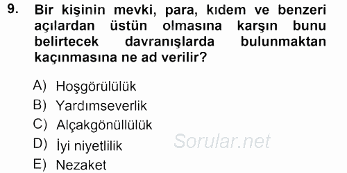 Yönetici Asistanlığı 2014 - 2015 Ara Sınavı 9.Soru