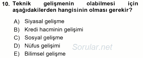 Ekonominin Güncel Sorunları 2017 - 2018 Ara Sınavı 10.Soru