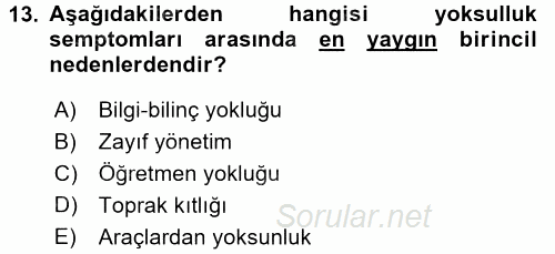 Ekonominin Güncel Sorunları 2017 - 2018 Ara Sınavı 13.Soru