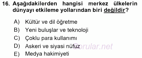 Ekonominin Güncel Sorunları 2017 - 2018 Ara Sınavı 16.Soru