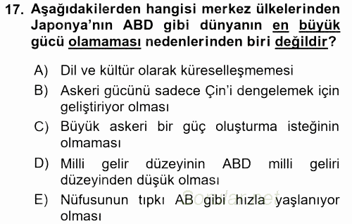 Ekonominin Güncel Sorunları 2017 - 2018 Ara Sınavı 17.Soru