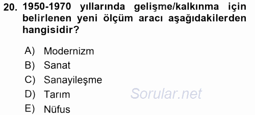 Ekonominin Güncel Sorunları 2017 - 2018 Ara Sınavı 20.Soru