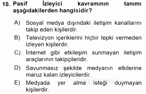 İletişim Kuramları 2015 - 2016 Ara Sınavı 10.Soru