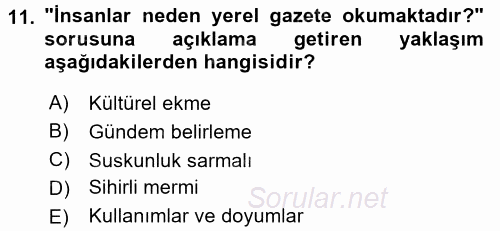 İletişim Kuramları 2015 - 2016 Ara Sınavı 11.Soru