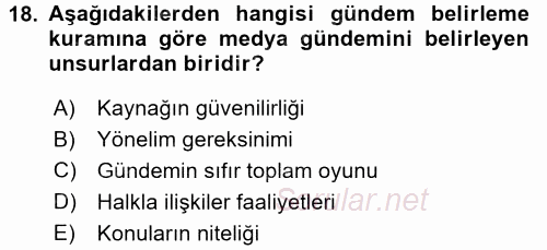 İletişim Kuramları 2015 - 2016 Ara Sınavı 18.Soru