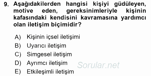 İletişim Kuramları 2015 - 2016 Ara Sınavı 9.Soru