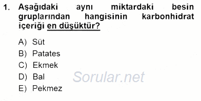 Anne Ve Çocuk Beslenmesi 2012 - 2013 Dönem Sonu Sınavı 1.Soru