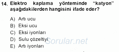 Teknolojinin Bilimsel İlkeleri 2 2014 - 2015 Dönem Sonu Sınavı 14.Soru