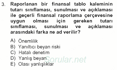 Denetim 2012 - 2013 Tek Ders Sınavı 3.Soru