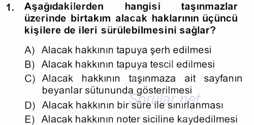 Borçlar Hukuku 2013 - 2014 Dönem Sonu Sınavı 1.Soru