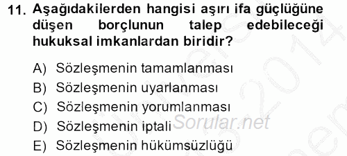 Borçlar Hukuku 2013 - 2014 Dönem Sonu Sınavı 11.Soru
