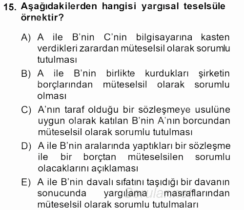 Borçlar Hukuku 2013 - 2014 Dönem Sonu Sınavı 15.Soru