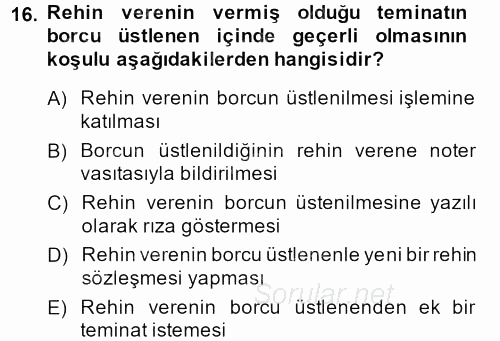 Borçlar Hukuku 2013 - 2014 Dönem Sonu Sınavı 16.Soru