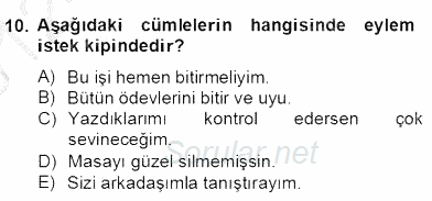 Türkçe Biçim Bilgisi 2012 - 2013 Dönem Sonu Sınavı 10.Soru