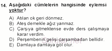 Türkçe Biçim Bilgisi 2012 - 2013 Dönem Sonu Sınavı 14.Soru